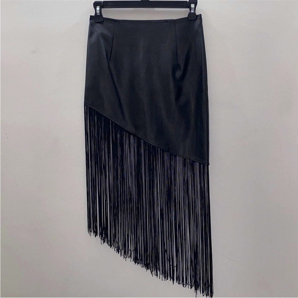 Faux Leather fringe skirt